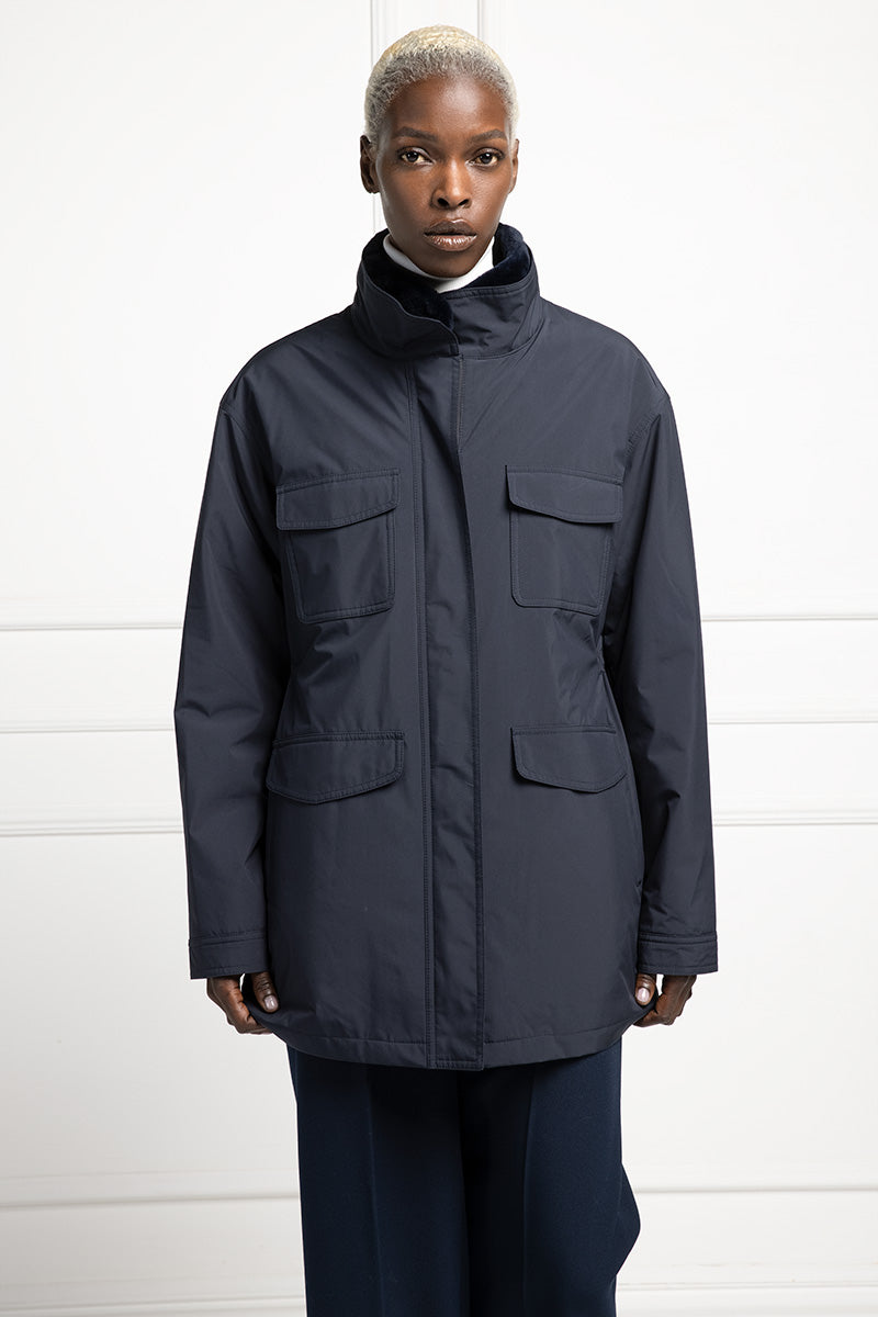 Cappotto in Tessuto con gilet in visone rasato