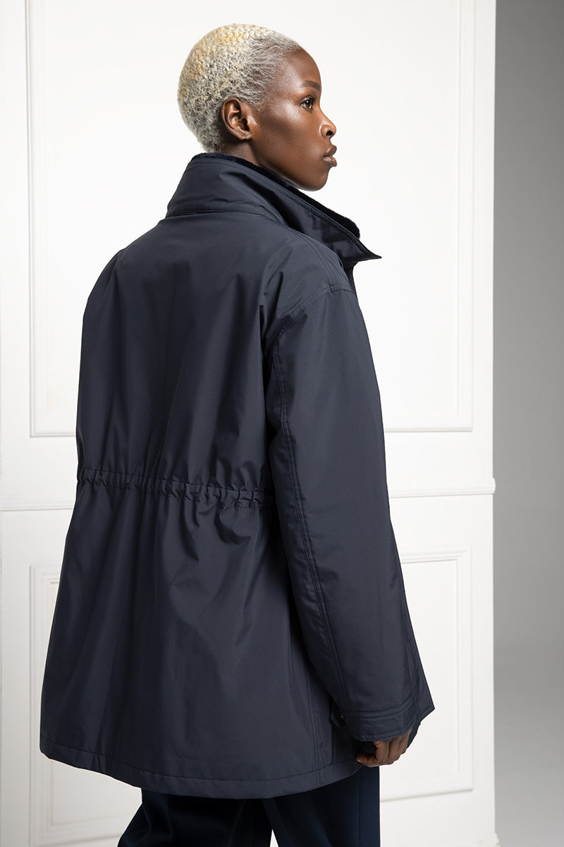 Cappotto in Tessuto con gilet in visone rasato