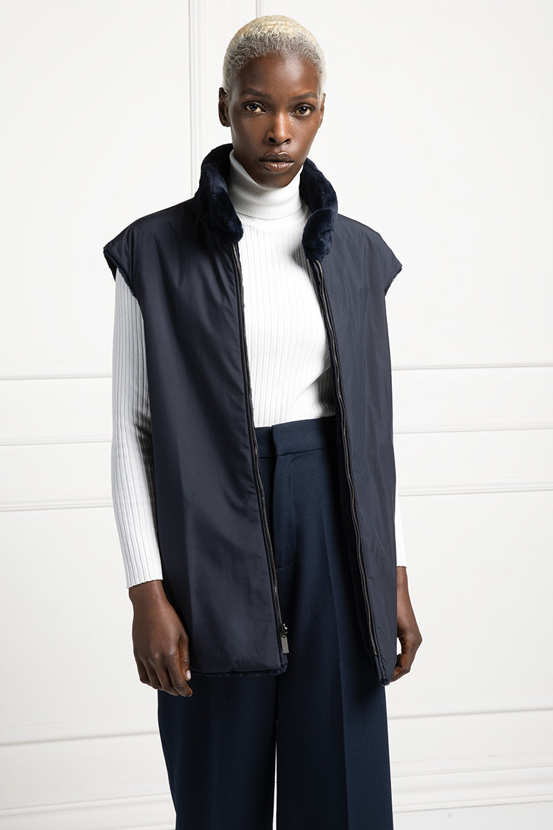 Cappotto in Tessuto con gilet in visone rasato