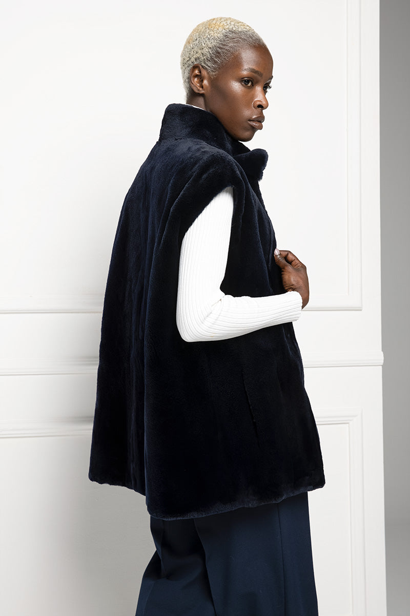 Cappotto in Tessuto con gilet in visone rasato