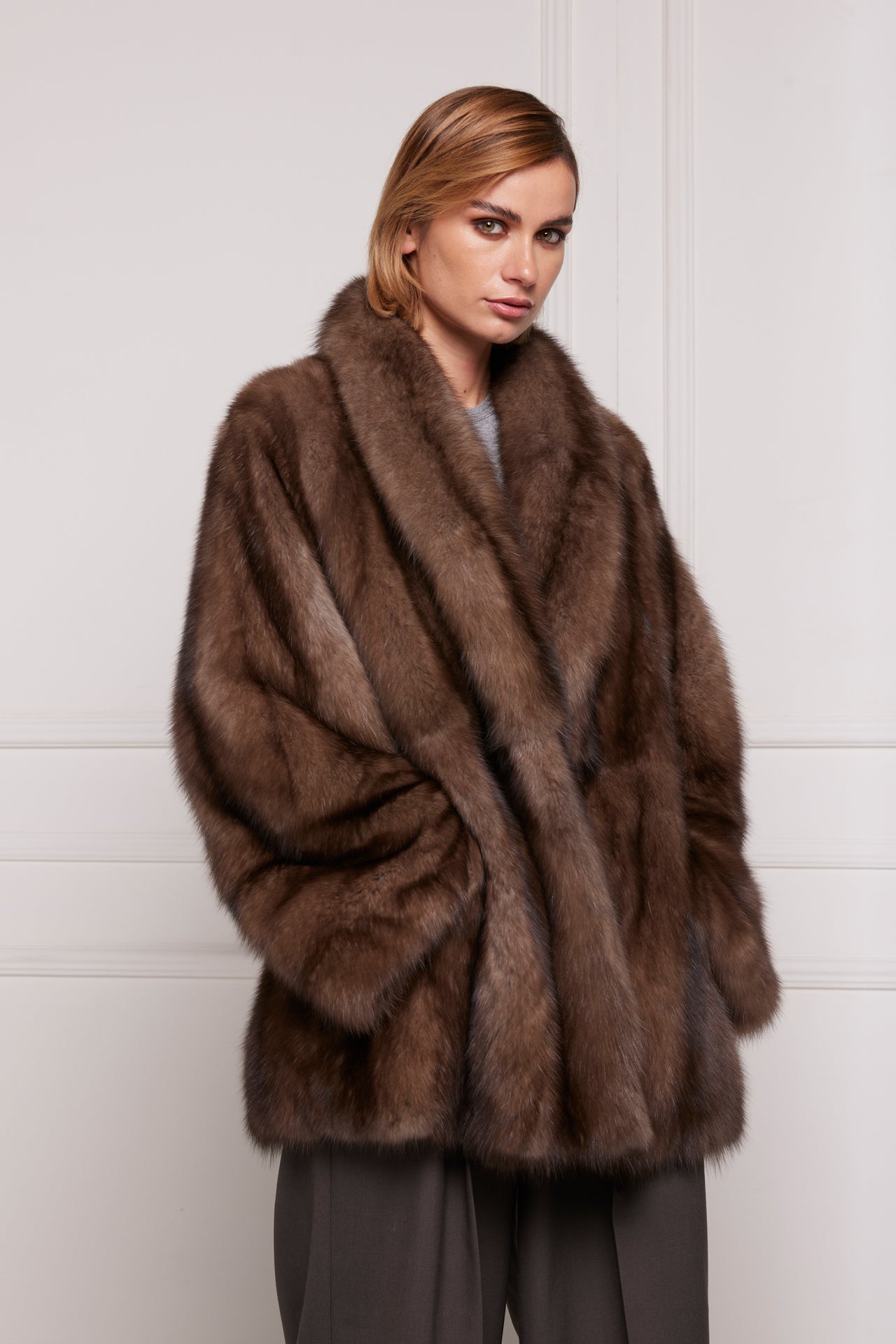 The Alexa Barguzin Sable Fur & Suede Coat